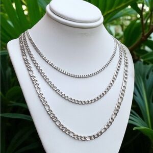 Elegant Silver Chain Necklace Set - NEW (Water Resistant)